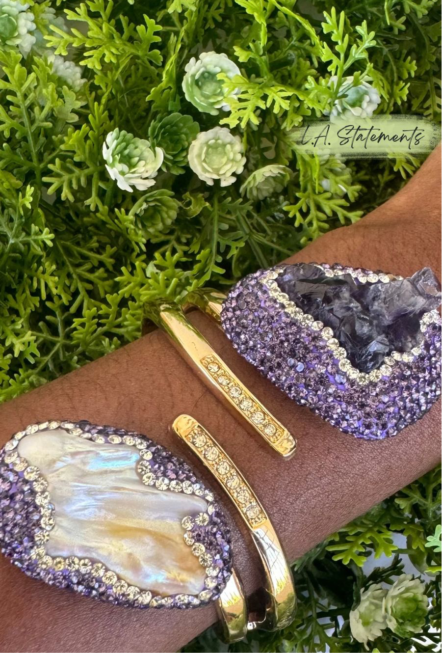 Orange Amethyst Stone Cuff Bangle