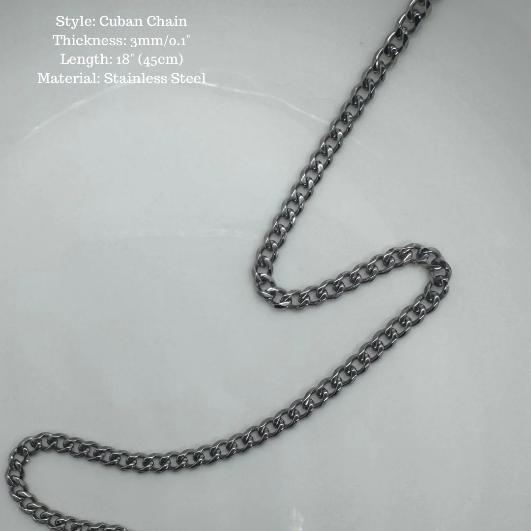 3mm Silver Cuban Chain 45vm