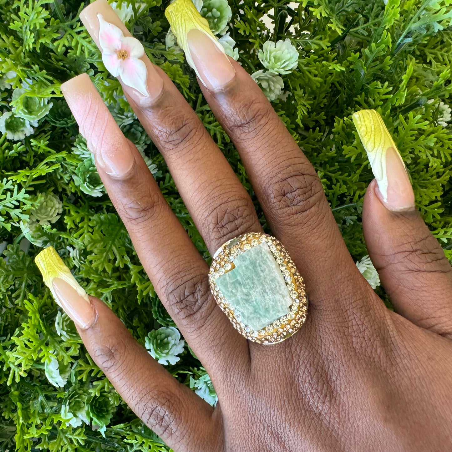 Green Agate Stone Rings