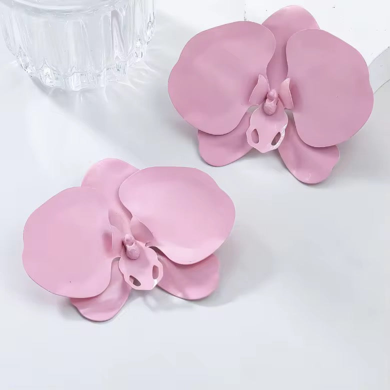 Orchid Flower Earrings Purple