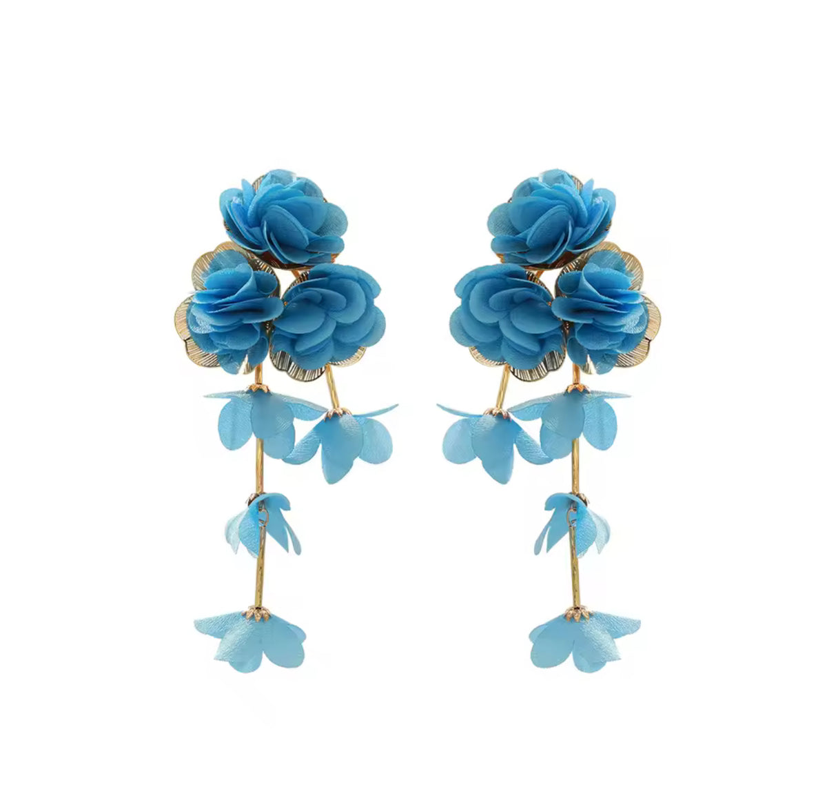 Blue Chiffon Tassel Flower