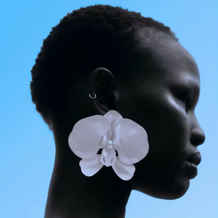 Orchid Flower Earrings Purple