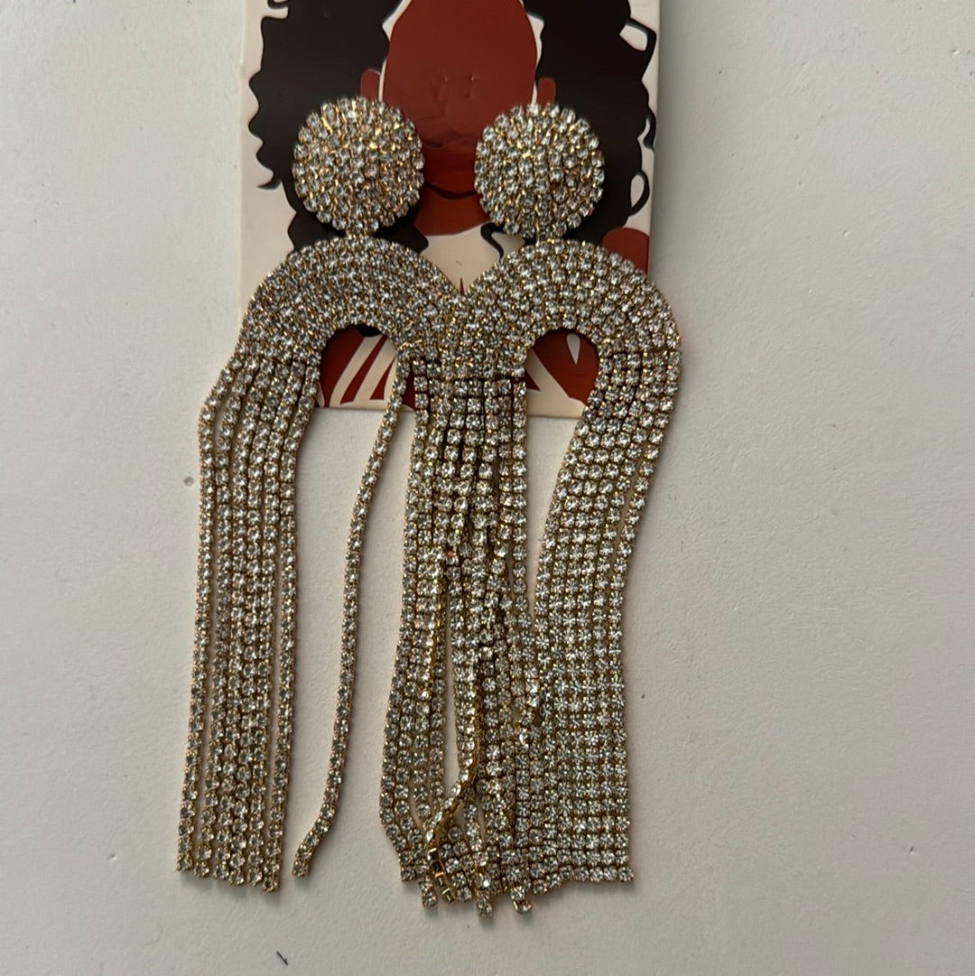 Silver Ball Rhinestone Drop Earrings