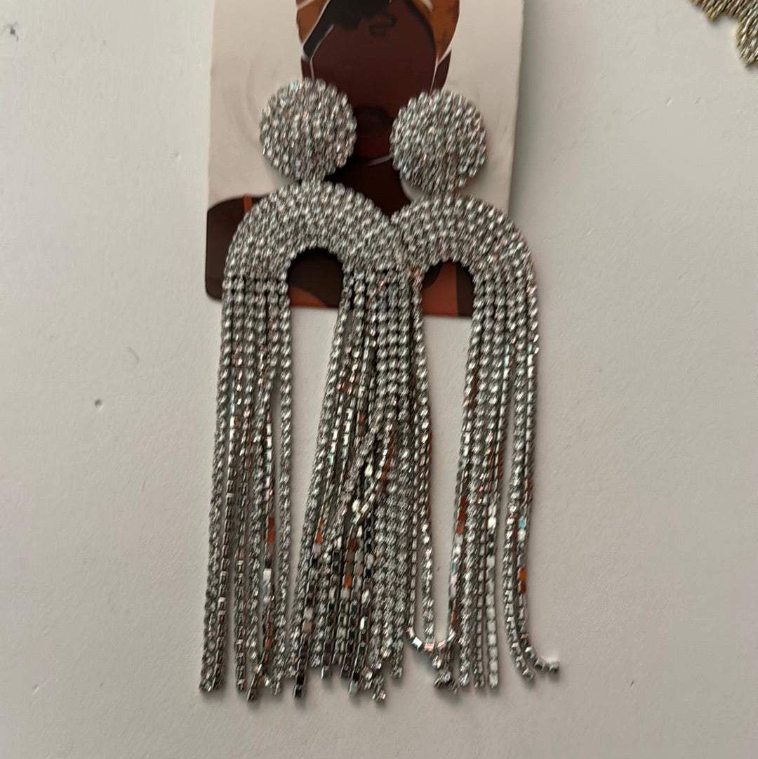 Gold Ball Rhinestone Drop Earrings