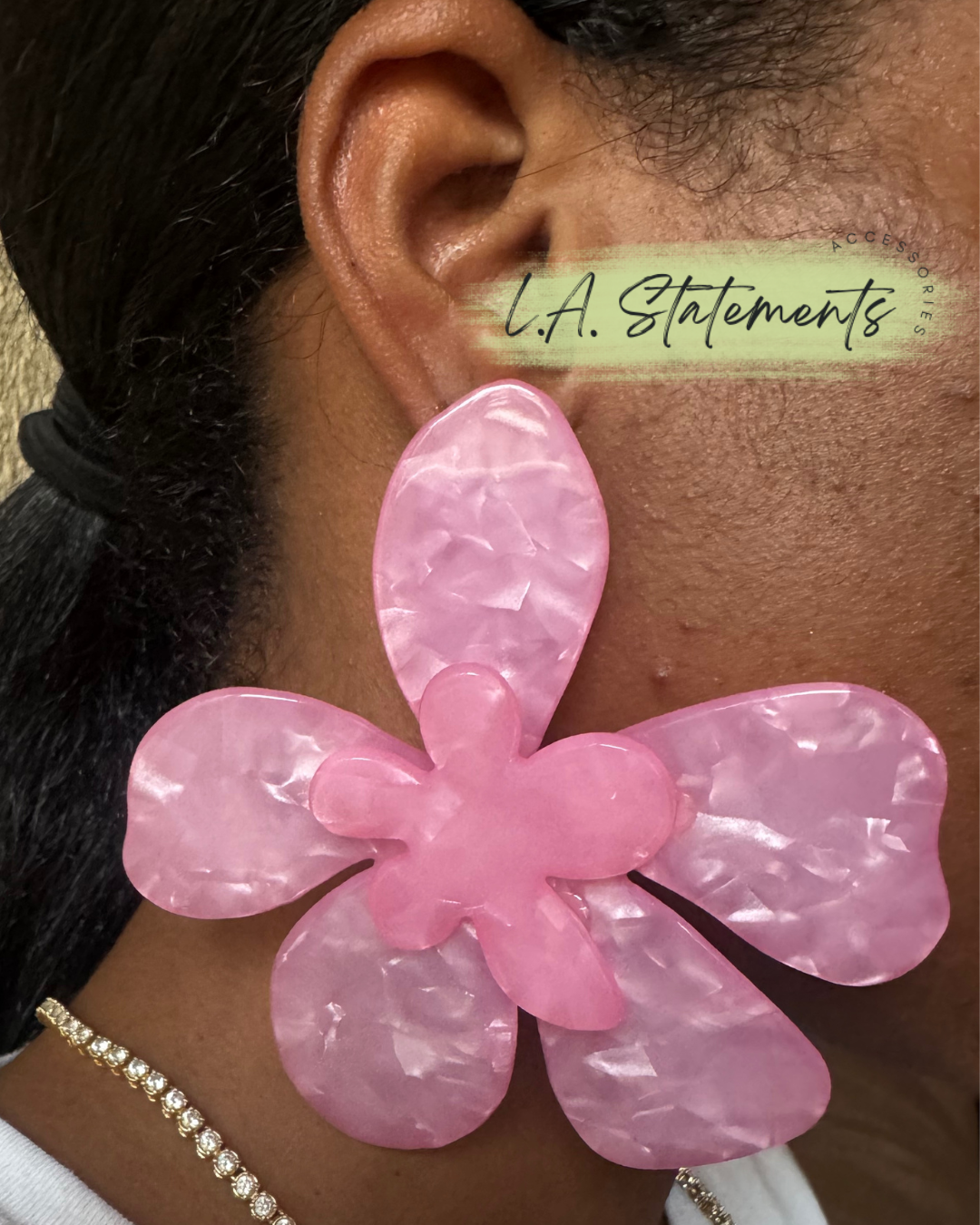 Yellow Acrylic Flower Earring