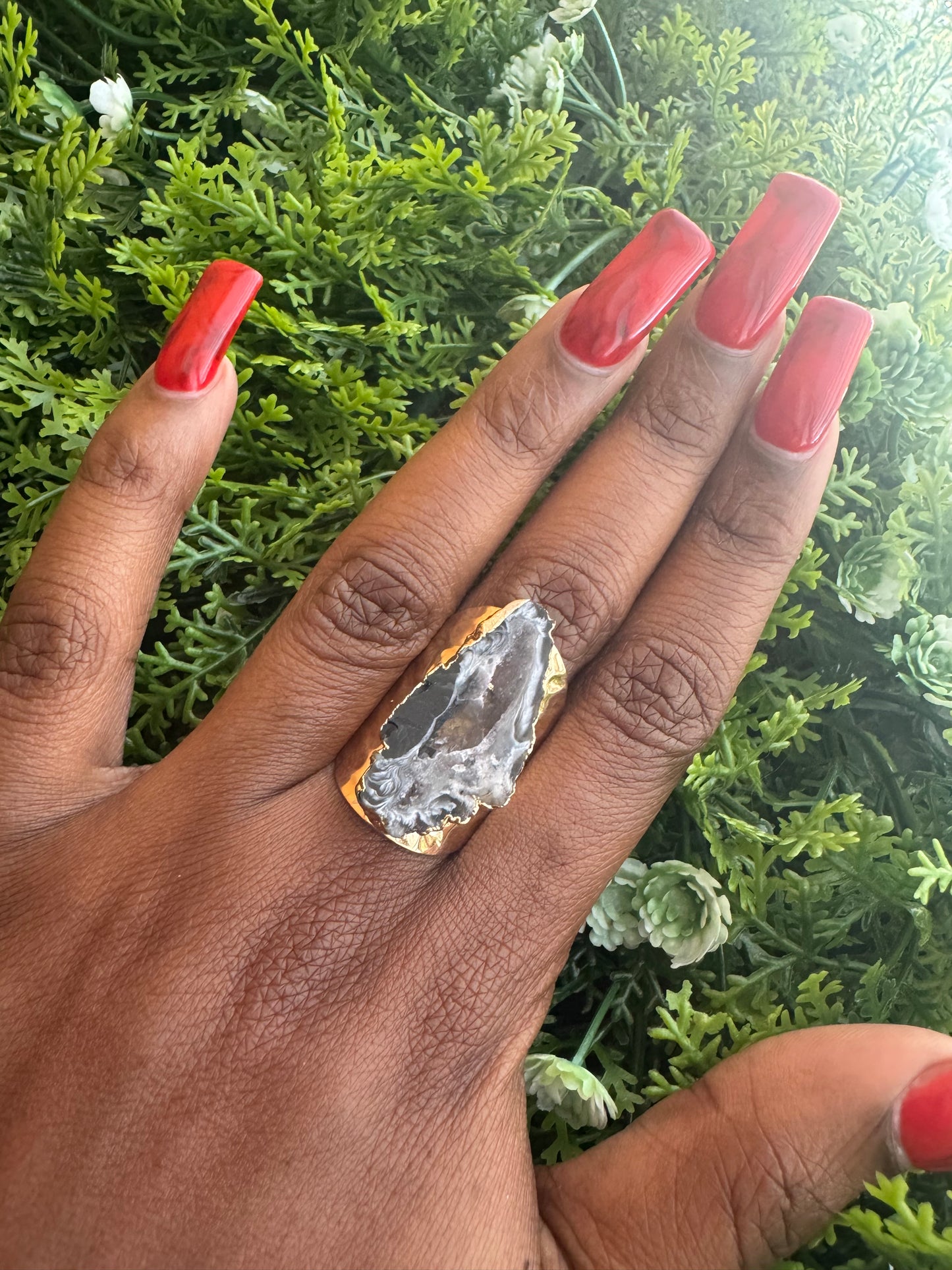 Grey Agate Stone Rings