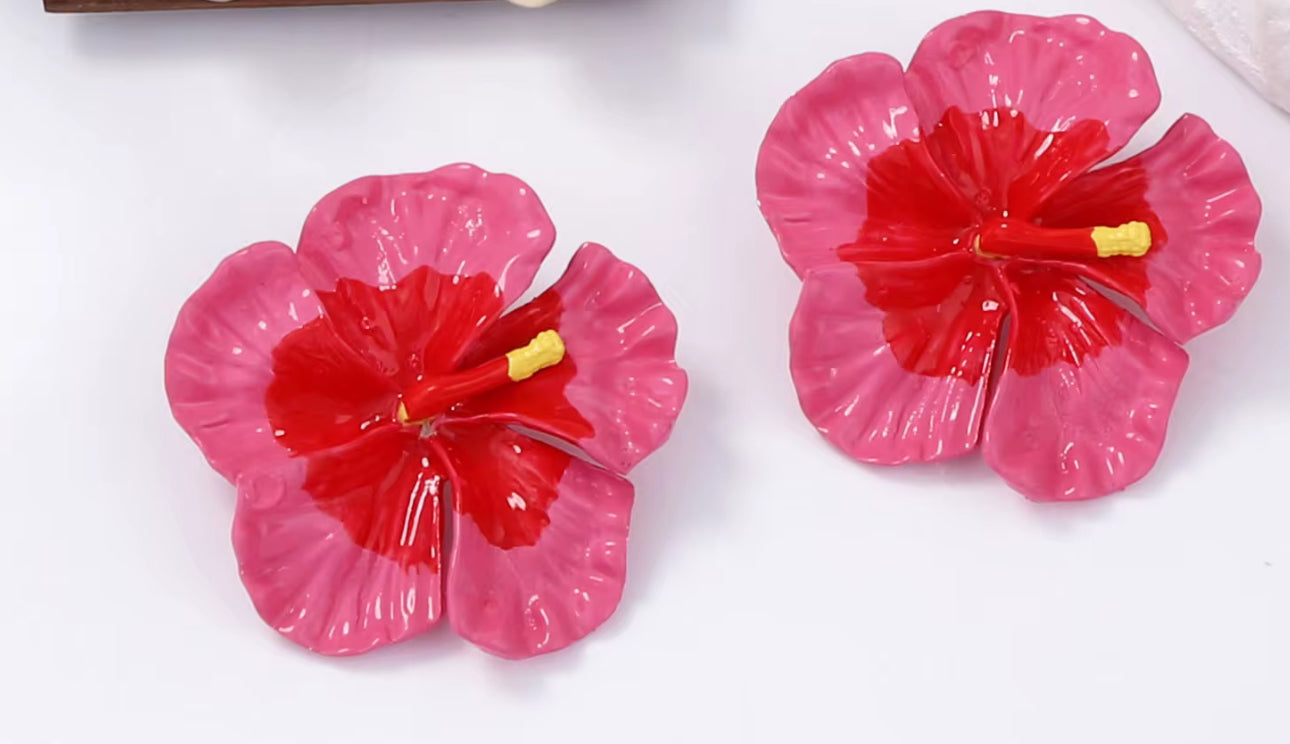Pink Metal Hibiscus Flower
