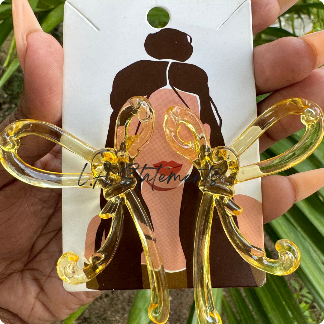 Blue Acrylic Bow Earrings