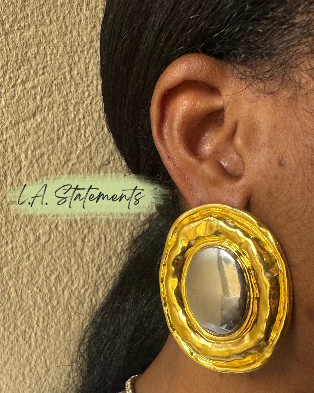 Two Toned Oval Earring