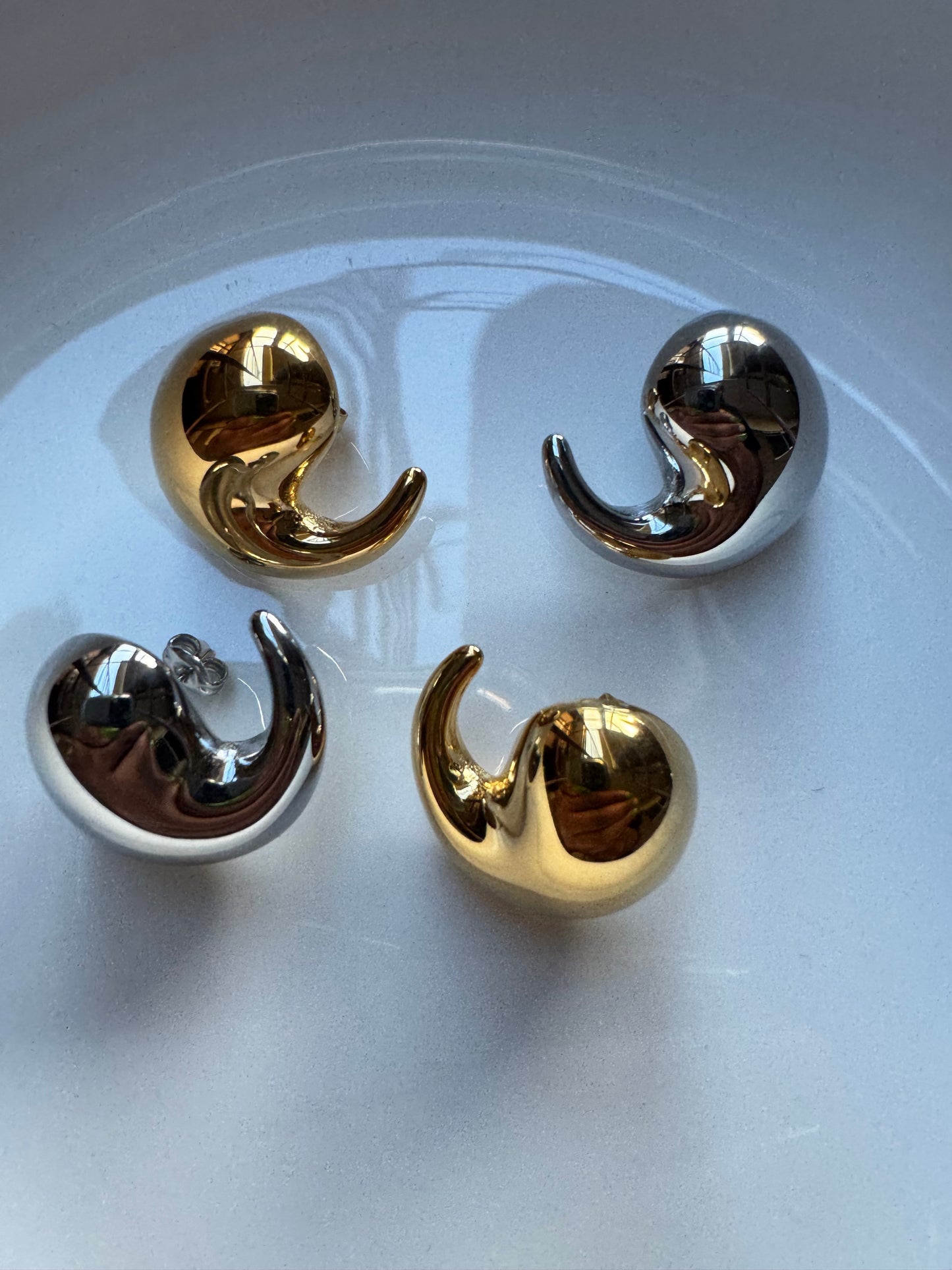 Silver Teardrop Earrings Stainless Steel