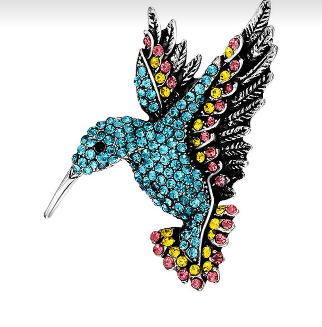 Blue Hummingbird brooch