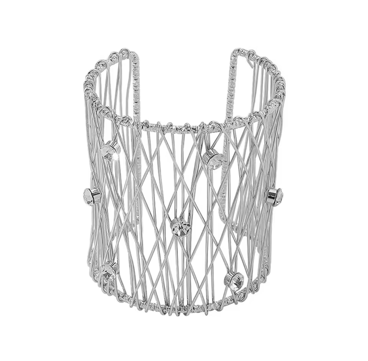 Silver Metal Rhinestone Cuff