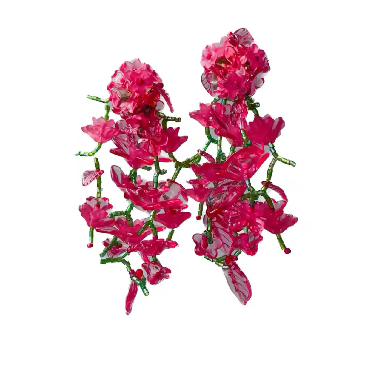 Green Acrylic Flower Drop Earrings