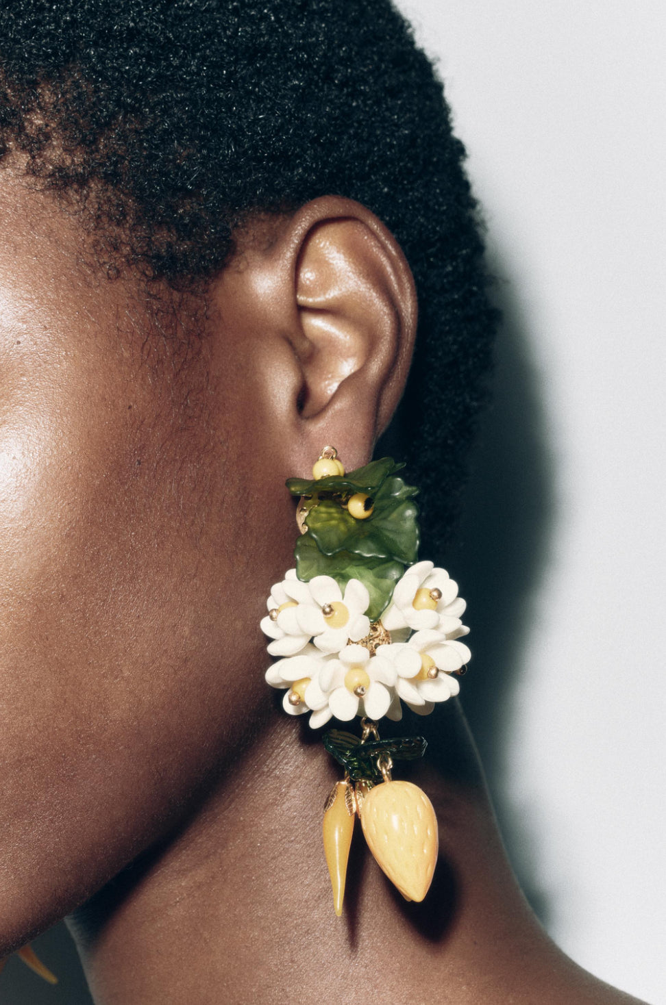 Z White Green and Yellow Acrylic Resin Owl Earrings