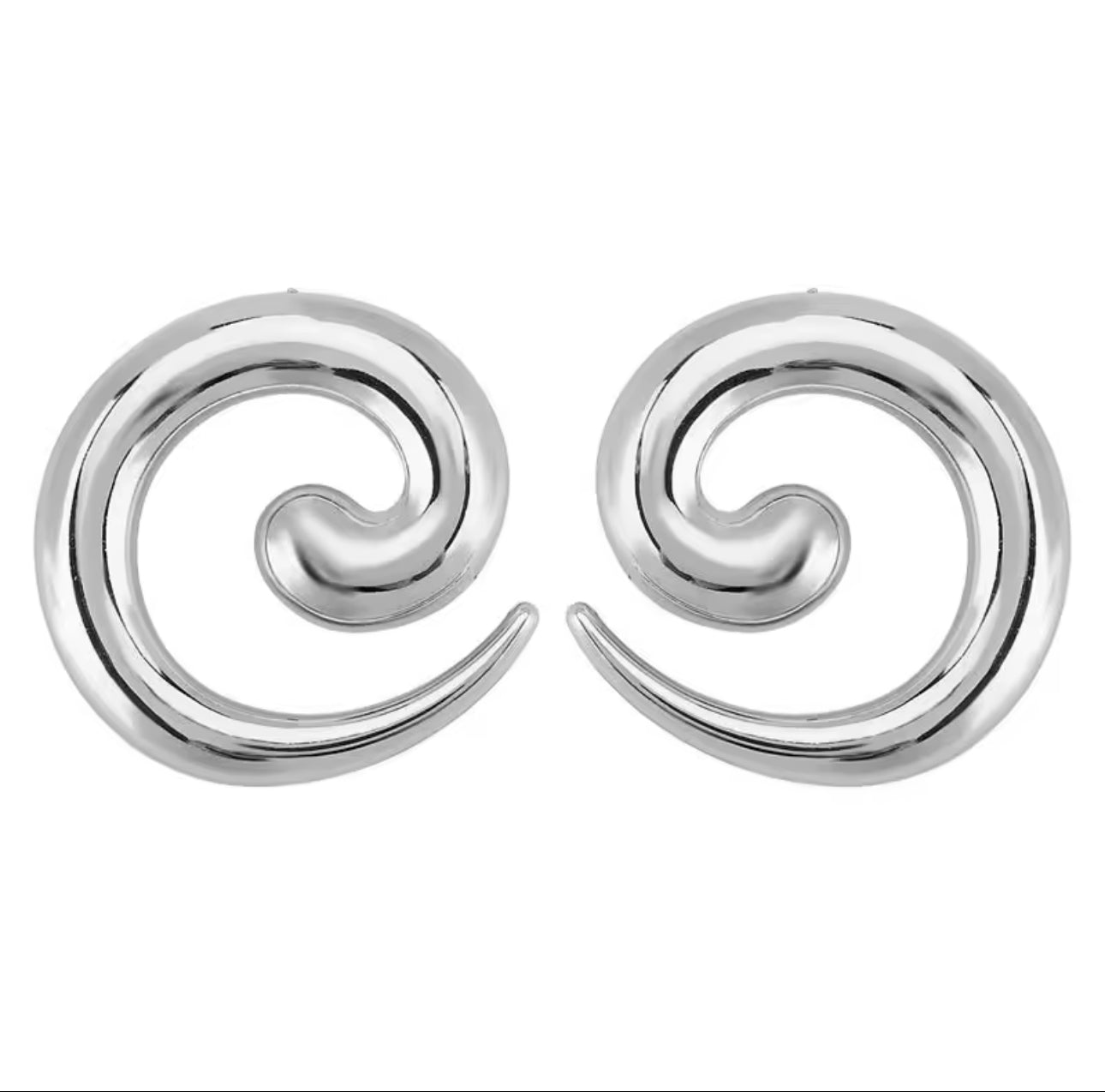 Silver Spiral Statement Earring