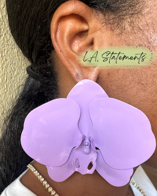 Orchid Flower Earrings Purple