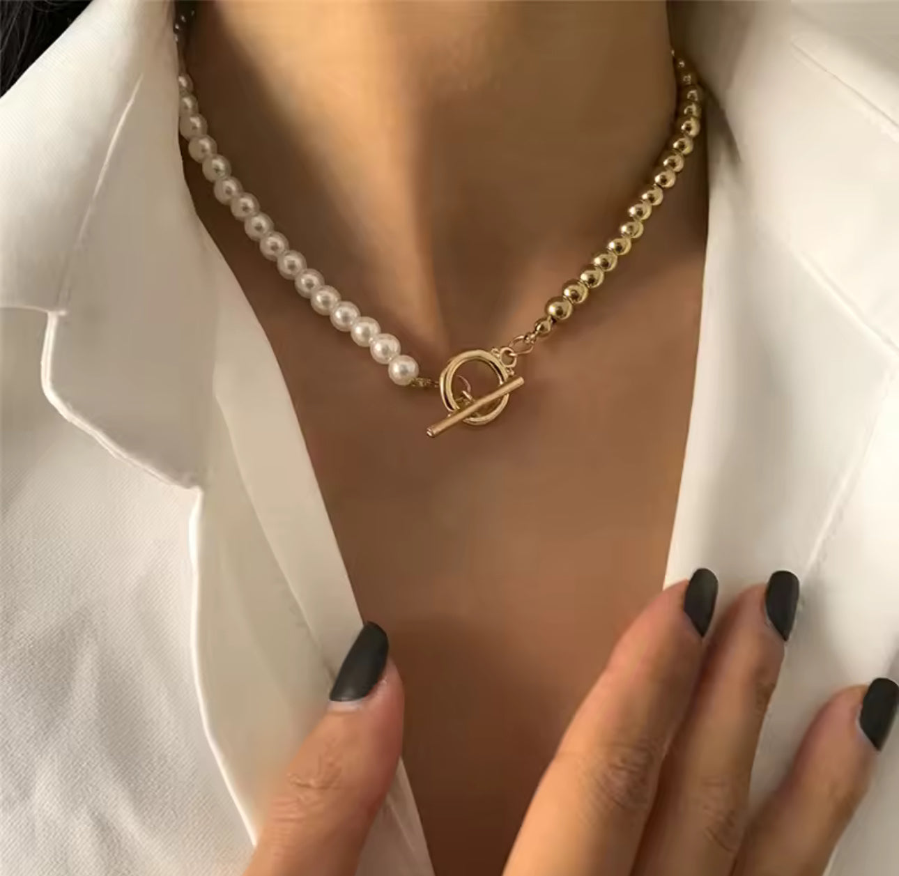 Gold and Pearl Necklace