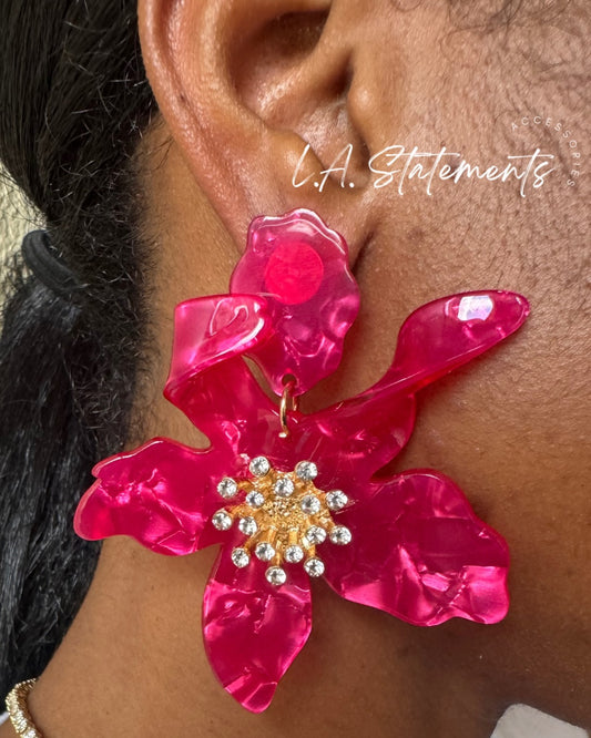 Acrylic Flower Earring - Pink