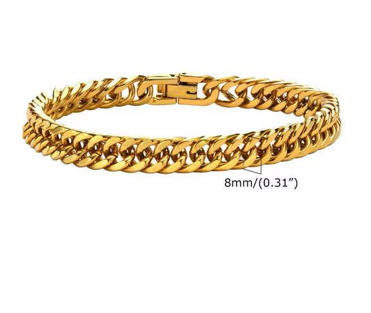 8mm Curb Cuban Chain Bracelet 21.5cm long