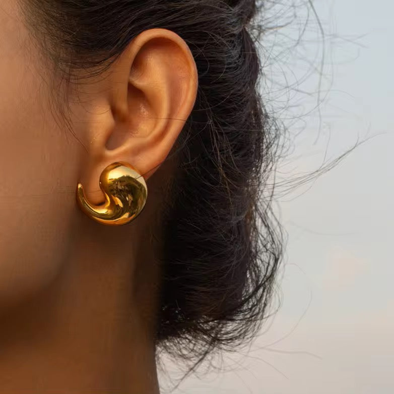 Gold Teardrop Earrings Stainless Steel