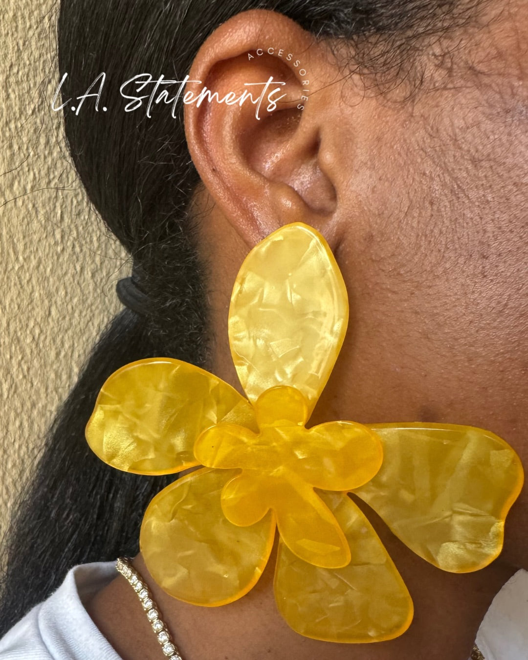 Yellow Acrylic Flower Earring