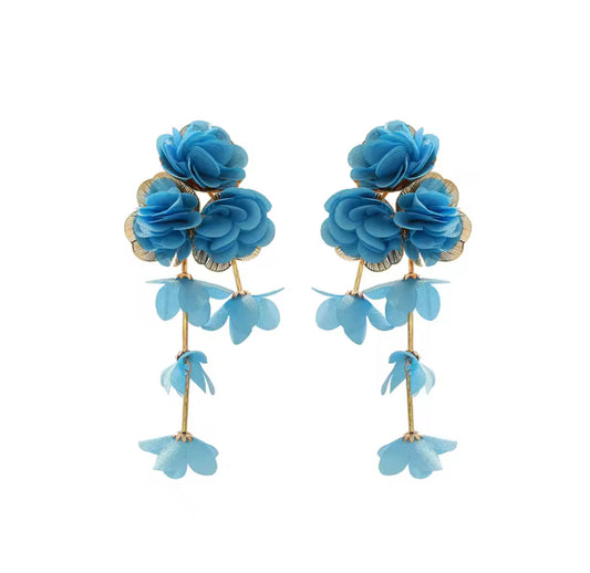 Blue Chiffon Tassel Flower