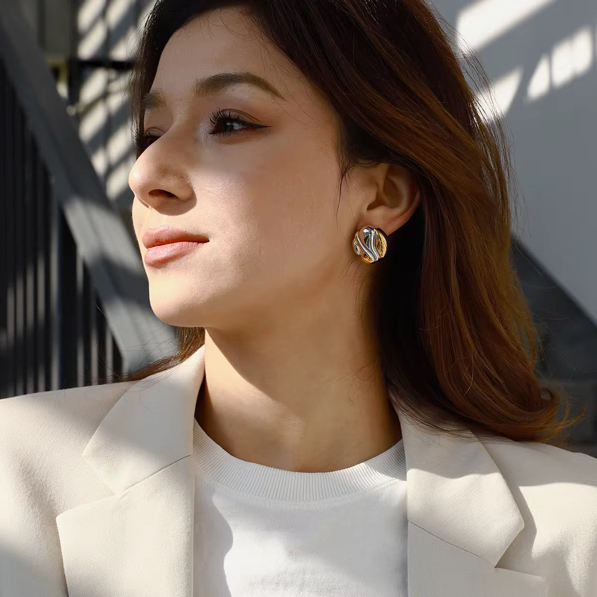 Vintage Abstract Stud Earrings - Stainless Steel