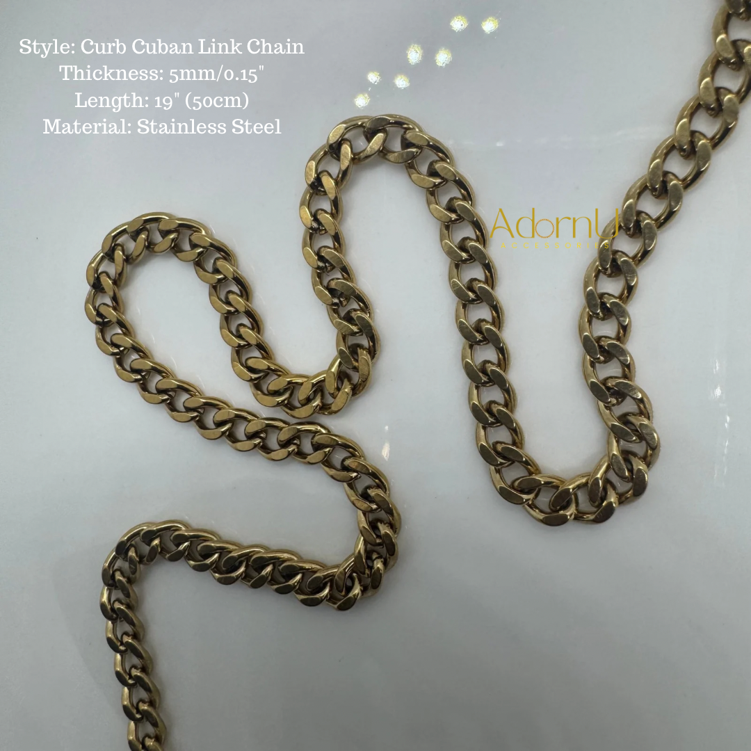 5mm Gold Curb Chain 50cm length