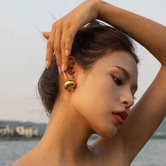 Gold Teardrop Earrings Stainless Steel