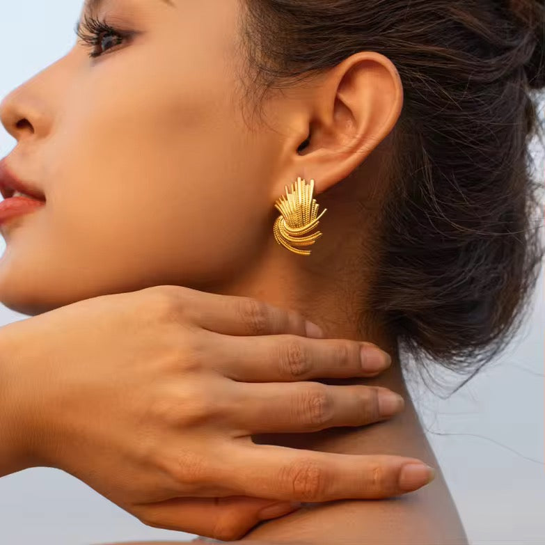 Irregular Swirl Stud Stainless Steel Earring
