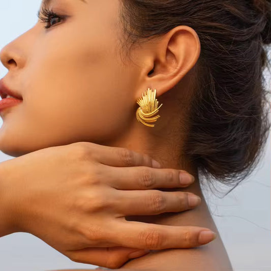 Irregular Swirl Stud Stainless Steel Earring