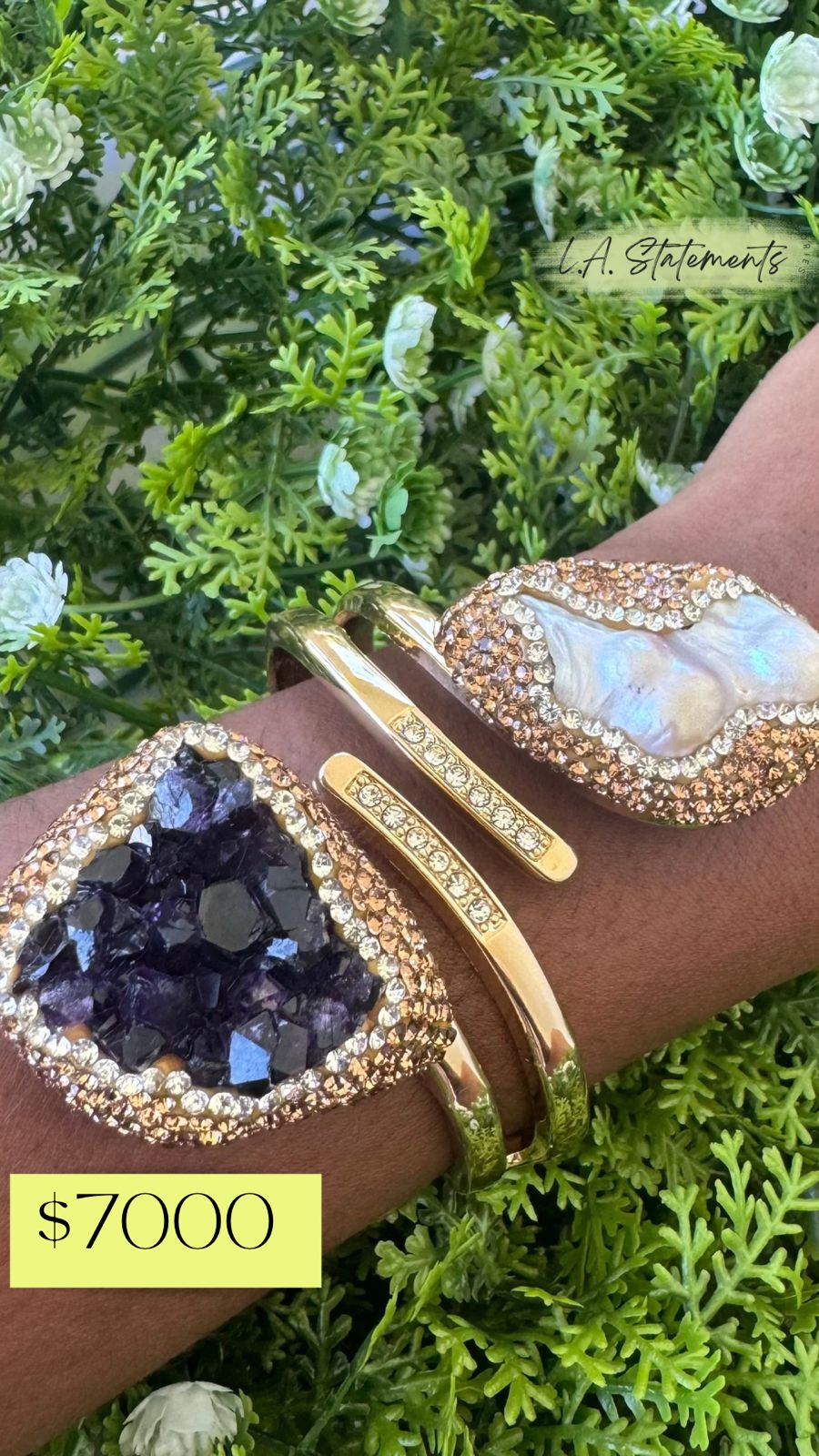 Amethyst Stone Cuff Bangle