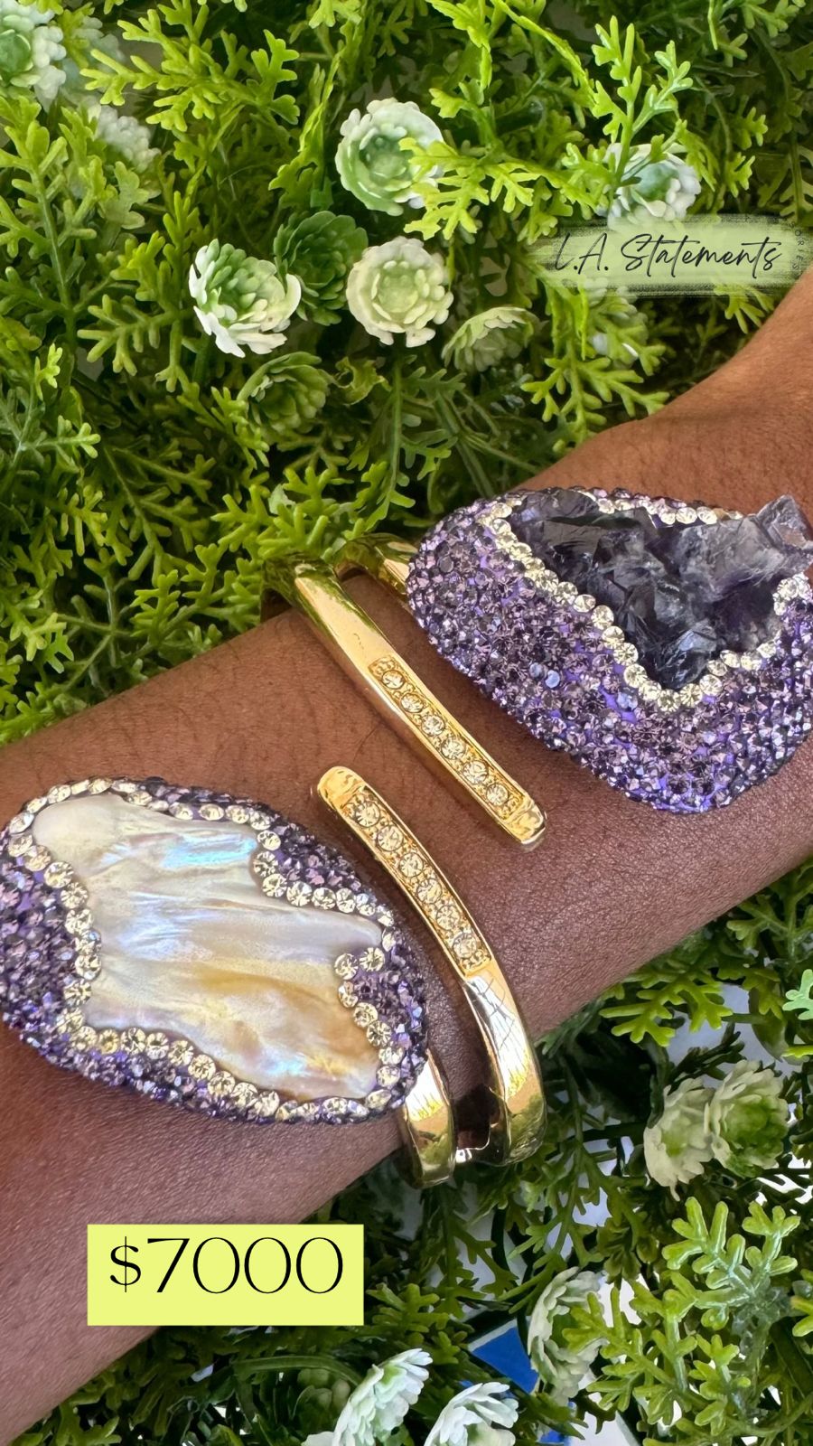 Amethyst Stone Cuff Bangle