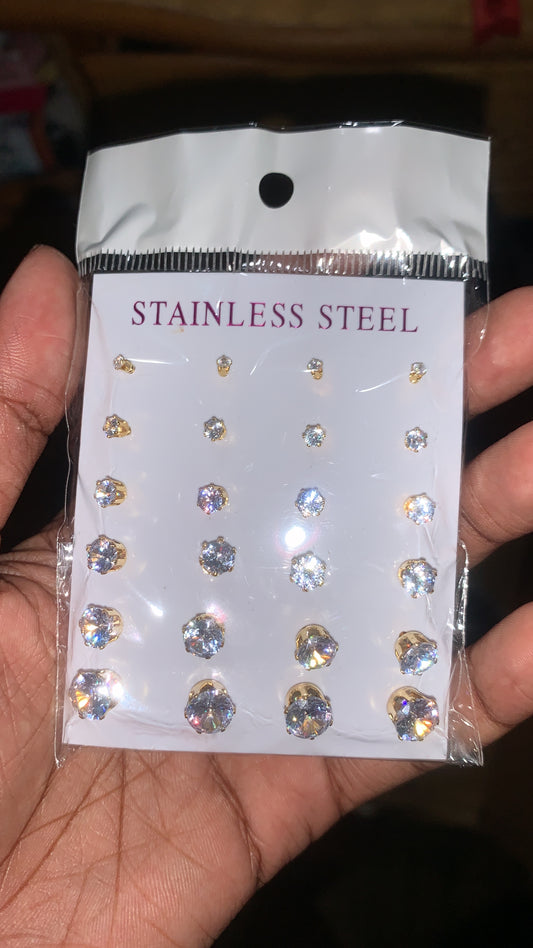 Stainless Steel Diamond Studs