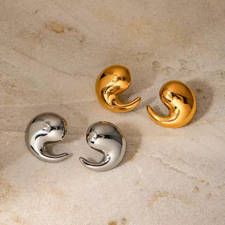 Gold Teardrop Earrings Stainless Steel