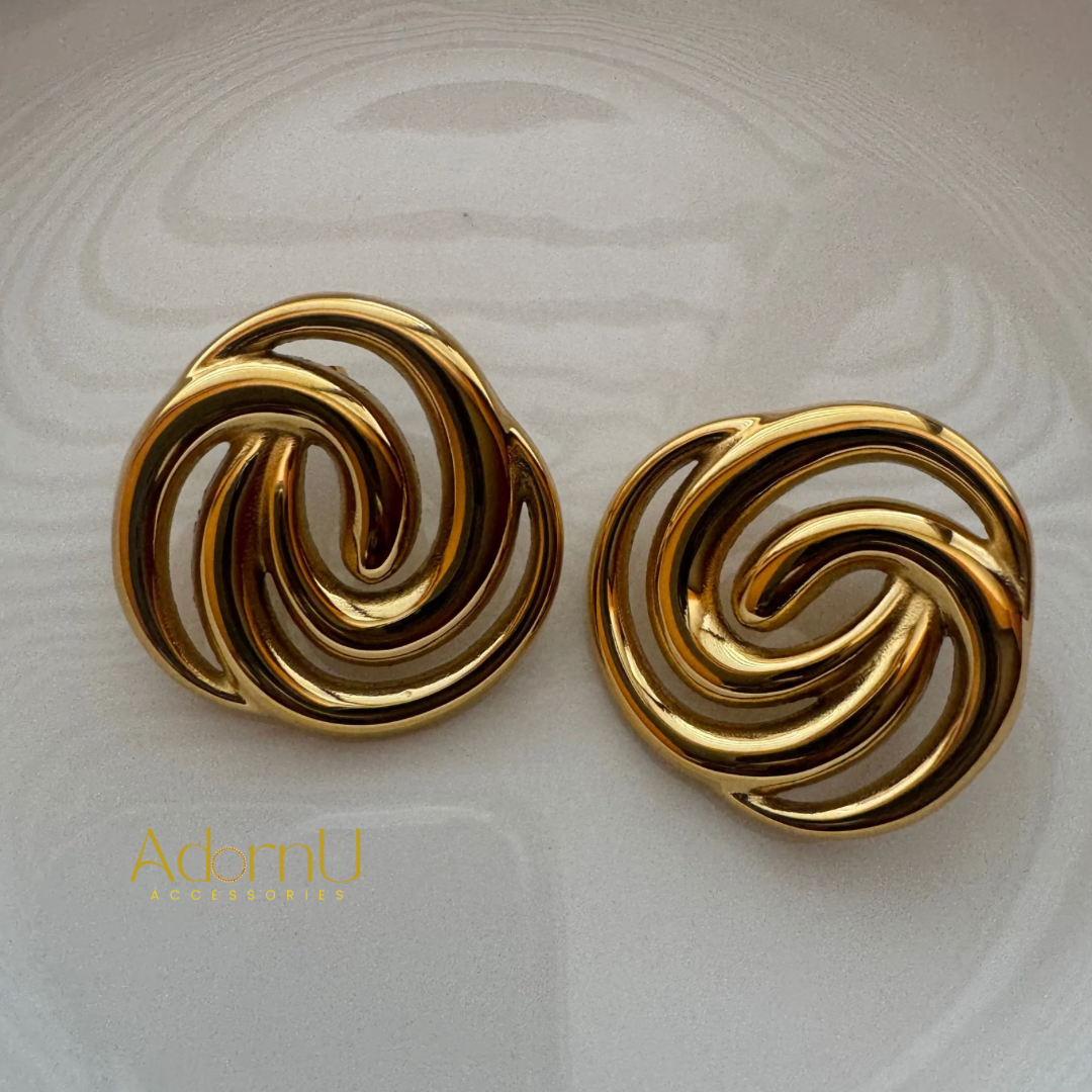 Vintage Swirl Earrings Gold - Stainless Steel