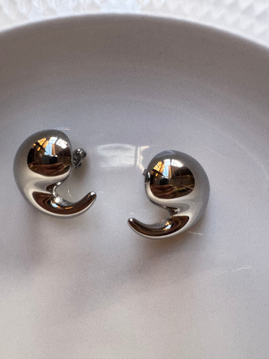 Silver Teardrop Earrings Stainless Steel