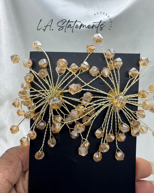Pink Bold Beaded Glam Earring Large