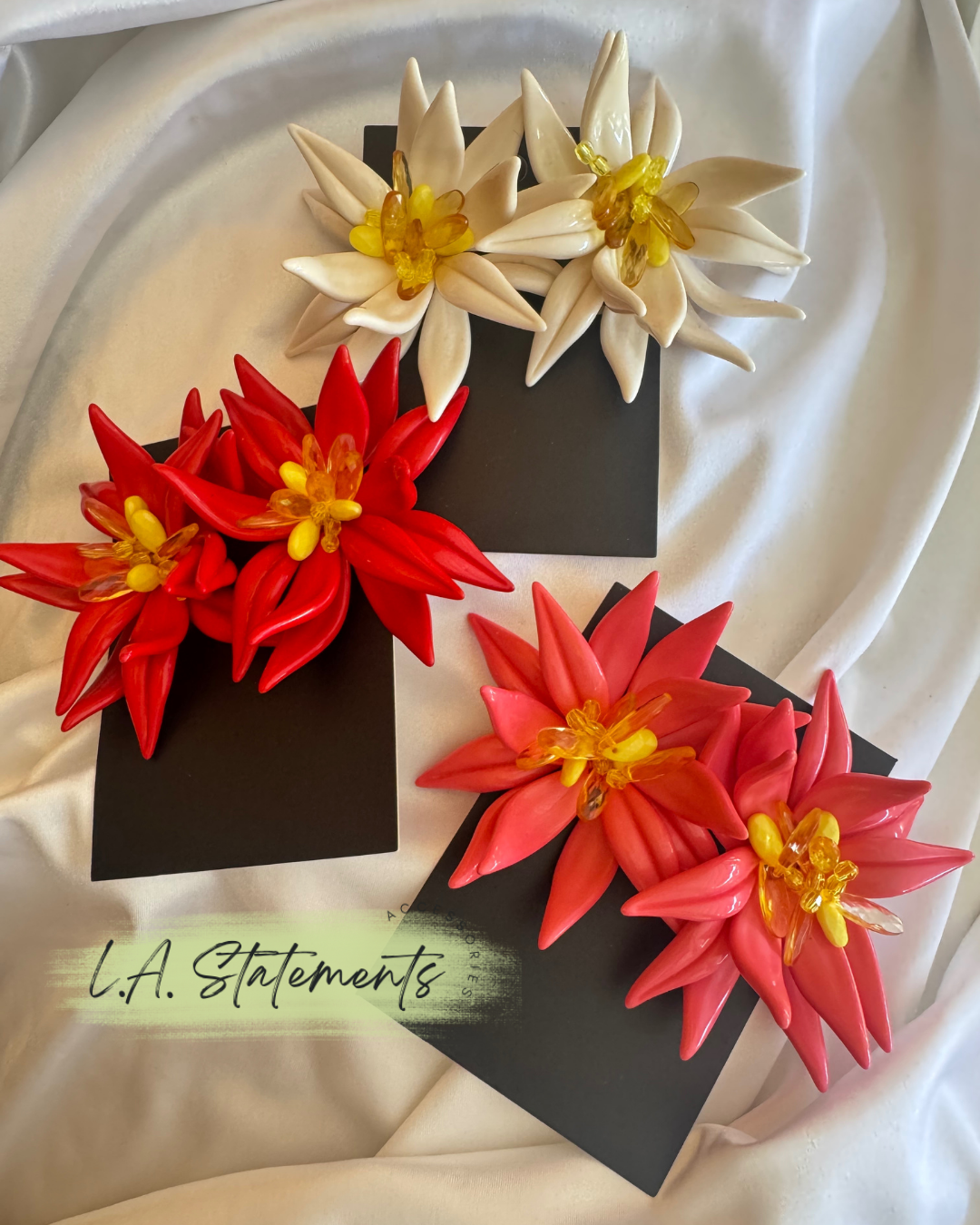 Statement Flower Earring - WHITE