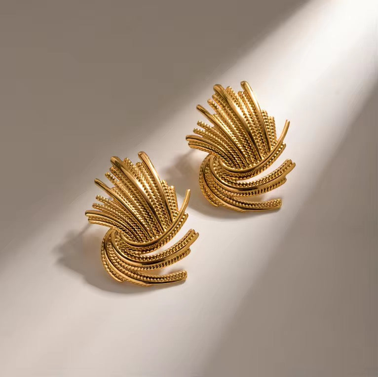 Irregular Swirl Stud Stainless Steel Earring