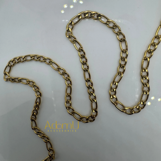 2mm Fígaro Stainless Steel Gold Chain