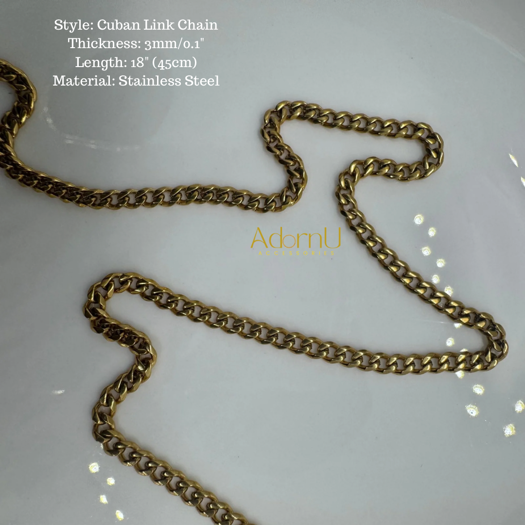 4mm Cuban Chain - Gold 19 inches