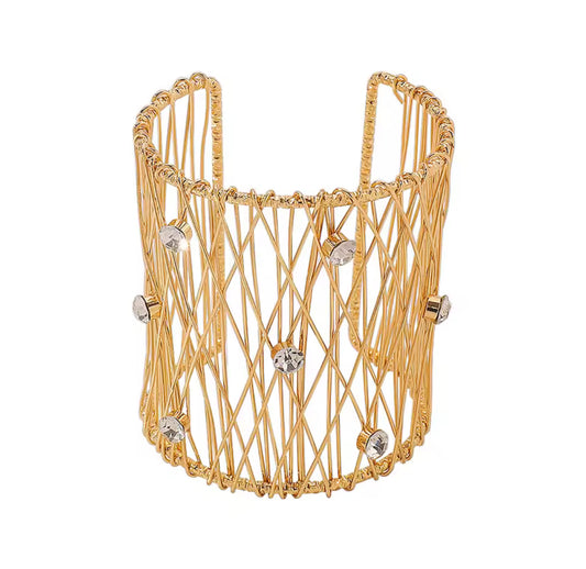 Gold Metal Rhinestone Cuff