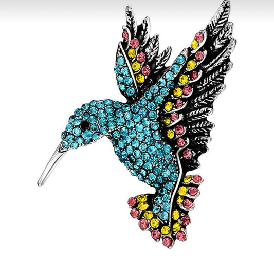 Baby Blue Hummingbird brooch
