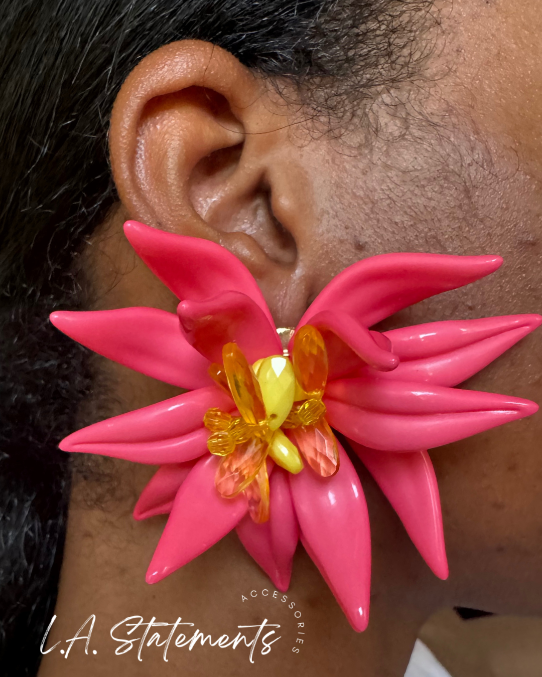 Statement Flower Earring - PINK