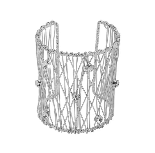 Silver Metal Rhinestone Cuff