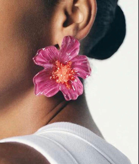 Green Acrylic Flower Earring