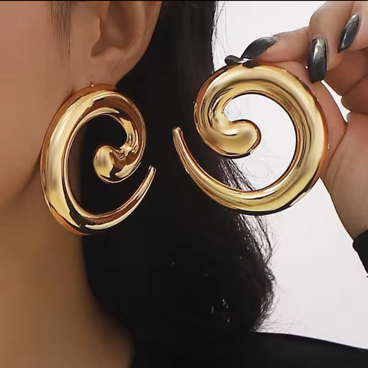Gold Spiral Statement Earring