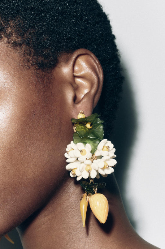 Z White Green and Yellow Acrylic Resin Owl Earrings