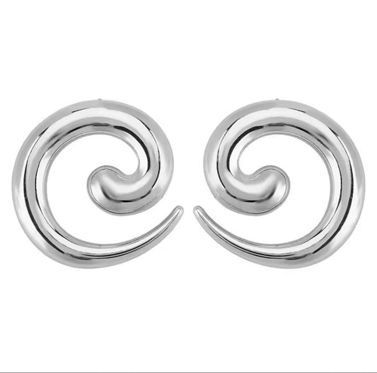 Silver Spiral Statement Earring